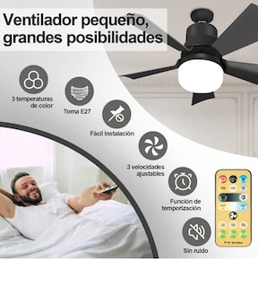 Foto 4 | Foto 4 | Xtellar Ventilador De Techo Negro Con Mando A Distancia Ventilador De Luz De Techo