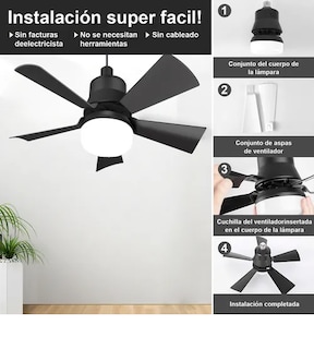 Foto 5 | Foto 5 | Xtellar Ventilador De Techo Negro Con Mando A Distancia Ventilador De Luz De Techo