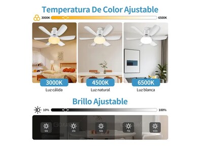 Foto 3 | Foto 3 | Goxawee  Xtellar Ventilador De Techo Con Luz Led Y Control Remoto, 6 Aspas Silencioso