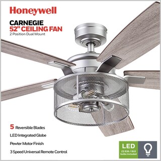 Foto 2 | Foto 2 | Ventilador De Techo Honeywell Carnegie Industrial 132 Cm Con Luz - Venta Internacional.