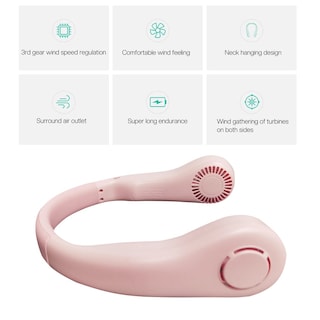 Foto 4 | Foto 4 | Mini Ventilador De Cuello Portátil Sin Cuchillas, Recargable Por Usb Con 5 Velocidades - Venta Internacional.
