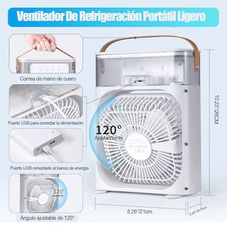 Foto 4 | Foto 4 | Ventilador Humificador Aire Acondicionado Dosyu Rosa Portátil Con Led Climatizador De Aire Negro