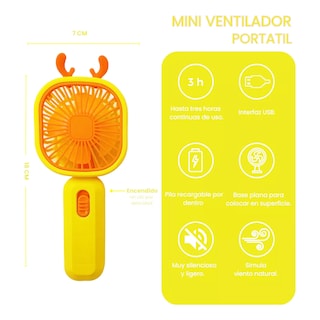 Foto 2 | Foto 2 | Ventilador de Escritorio Dosyu Recargable Amarillo con Soporte para Celular