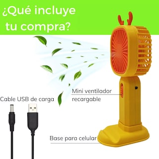 Foto 3 | Foto 3 | Ventilador de Escritorio Dosyu Recargable Amarillo con Soporte para Celular