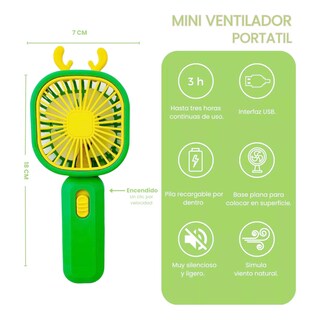 Foto 2 | Foto 2 | Ventilador de Escritorio Dosyu Recargable Verde con Soporte para Celular