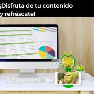 Foto 3 | Foto 3 | Ventilador de Escritorio Dosyu Recargable Verde con Soporte para Celular