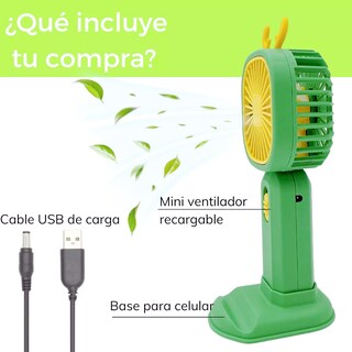 Foto 4 | Foto 4 | Ventilador de Escritorio Dosyu Recargable Verde con Soporte para Celular