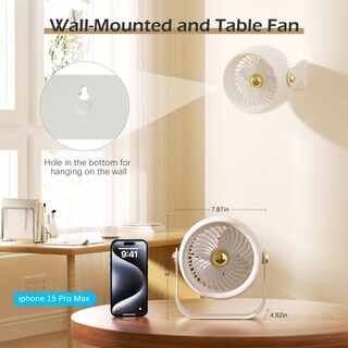 Foto 6 | Foto 6 | Ventilador Recargable Batería de 6000 mAh 4 Velocidades con Temporizador - Venta Internacional