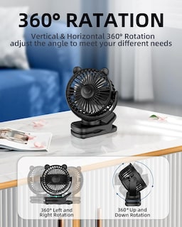 Foto 4 | Foto 4 | Ventilador Con Clip Kidee, Batería Recargable De 2000 Mah, 3 Velocidades De Viento - Venta Internacional.