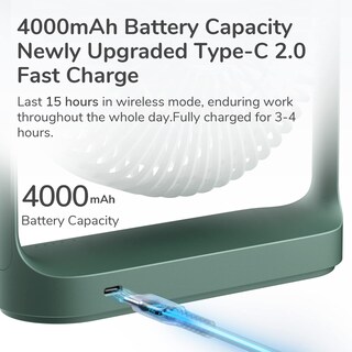 Foto 2 | Foto 2 | Ventilador De Escritorio Jisulife, Batería Portátil Pequeña De 4000 Mah, Color Verde - Venta Internacional.