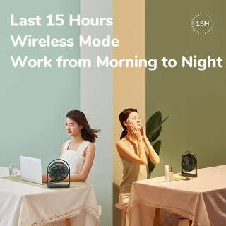 Foto 4 | Foto 4 | Ventilador De Escritorio Jisulife, Batería Portátil Pequeña De 4000 Mah, Color Verde - Venta Internacional.