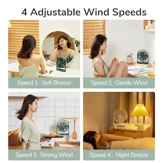 Foto 5 | Foto 5 | Ventilador De Escritorio Jisulife, Batería Portátil Pequeña De 4000 Mah, Color Verde - Venta Internacional.