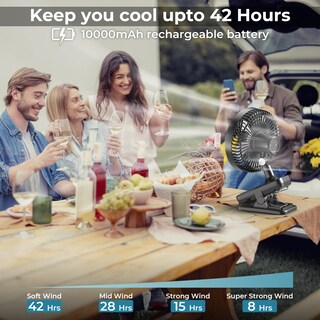 Foto 2 | Foto 2 | Ventilador Con Clip Grandfast De 10000 Mah Con 42 Horas De Funcionamiento Y 4 Velocidades - Venta Internacional.