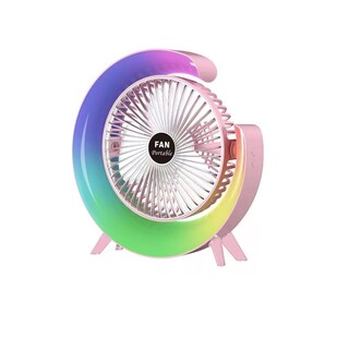 Foto 1 | Foto 1 | 7 Colores 3 De Velocidad Recargable Lámpara Mini Ventilador Estructura Rosa Aspas Blanco Diámetro 6 Material De Las Aspas Plásti