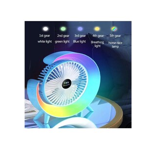 Foto 2 | Foto 2 | 7 Colores 3 De Velocidad Recargable Lámpara Mini Ventilador Estructura Rosa Aspas Blanco Diámetro 6 Material De Las Aspas Plásti