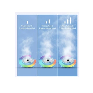 Foto 4 | Foto 4 | 7 Colores 3 De Velocidad Recargable Lámpara Mini Ventilador Estructura Rosa Aspas Blanco Diámetro 6 Material De Las Aspas Plásti