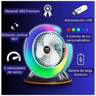 Foto 2 | Foto 2 | Ventilador Portátil Con Luz Led Color Rosa