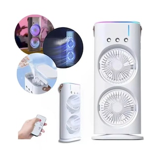 Foto 1 | Foto 1 | Ventilador Portátil 3 Velocidades Dual Oscilante Co Difusor De Agua