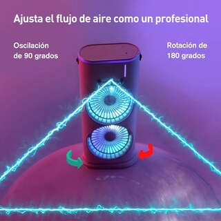 Foto 4 | Foto 4 | Ventilador Portátil 3 Velocidades Dual Oscilante Co Difusor De Agua