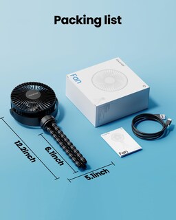 Foto 7 | Foto 7 | Ventilador Portátil Gaiatop Mini Con Batería Portátil De 3 Velocidades, Color Negro - Venta Internacional.