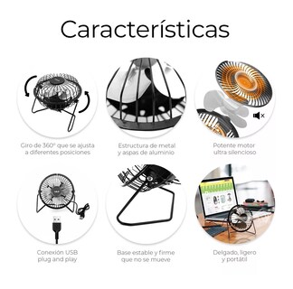 Foto 4 | Foto 4 | Ventilador de Escritorio Lab.G Usb Aspas de Metal 14 cm