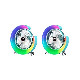 Foto 1 | Foto 1 | Dos Ventiladores Portátiles Con 3 Velocidades Usb Luz Led Colores Azul-azul