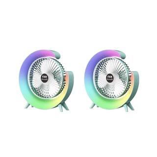 Foto 1 | Foto 1 | Dos Ventiladores Portátiles Con 3 Velocidades Usb Luz Led Color Verde Y Verde