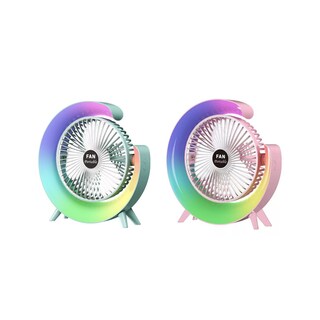 Foto 1 | Foto 1 | Dos Ventiladores Portátiles Con 3 Velocidades Usb Luz Led Colores Verde Y Rosa