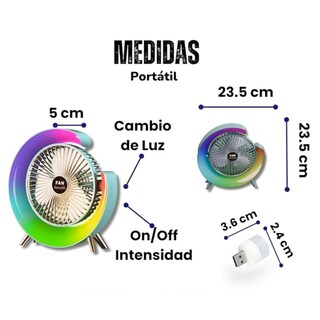 Foto 4 | Foto 4 | Dos Ventiladores Portátiles Con 3 Velocidades Usb Luz Led Color Rosa-rosa