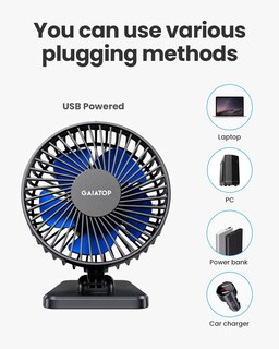 Foto 6 | Foto 6 | Ventilador De Escritorio Gaiatop Usb Pequeño, Potente, Portátil, 3 Velocidades, Azul - Venta Internacional.