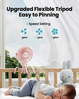 Foto 3 | Foto 3 | Ventilador Portátil Gaiatop Mini Con Batería Portátil Que Gira 360°  Rosa - Venta Internacional.
