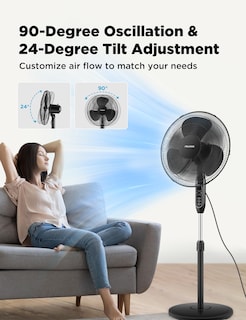 Foto 3 | Foto 3 | Ventilador De Pedestal Pelonis Supreme 16, Negro, 40 Cm, Con Mando A Distancia - Venta Internacional.