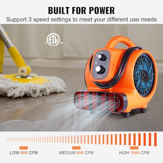 Foto 3 | Foto 3 | Secador De Alfombras Air Mover Vevor 1/4 Hp 1000 Cfm 115 V Con Temporizador - Venta Internacional.