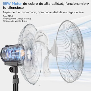 Foto 6 | Foto 6 | Ventilador De Pedestal Metálico 18 Pulgadas, 3 Velocidades