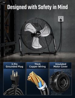 Foto 5 | Foto 5 | Ventilador De Piso Simple Deluxe De 18 Pulgadas, 3 Velocidades Y Alta Velocidad, Paquete De 2 - Venta Internacional.