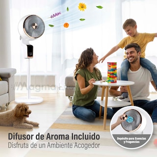 Foto 5 | Foto 5 | Magma Life Ventilador De Pedestal 50w, Control Remoto, Pantalla Led, 3 Velocidades, Temporizador 12h, Difusor De Aroma (blanco)