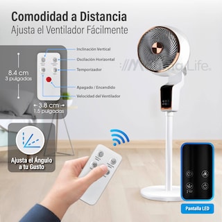 Foto 8 | Foto 8 | Magma Life Ventilador De Pedestal 50w, Control Remoto, Pantalla Led, 3 Velocidades, Temporizador 12h, Difusor De Aroma (blanco)