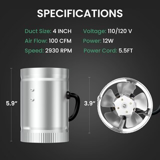 Foto 5 | Foto 5 | Ventilador De Conducto Booster Inline Ipower De 8 Pulgadas Y 420 Cfm Con Cable De Alimentación - Venta Internacional.