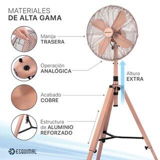 Foto 4 | Foto 4 | Ventilador Con Tripié Esquimal, Aspas De Aluminio, Altura Ajustable, Oscilación 70°, 3 Velocidades