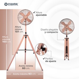 Foto 7 | Foto 7 | Ventilador Con Tripié Esquimal, Aspas De Aluminio, Altura Ajustable, Oscilación 70°, 3 Velocidades
