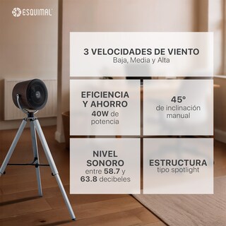Foto 6 | Foto 6 | Ventilador Con Tripié Tipo Reflector Esquimal. Estilo Retro Industrial, Acabado Tipo Madera, Altura Ajustable, 3 Vel.