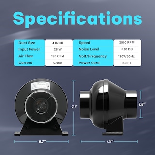 Foto 3 | Foto 3 | Ventilador Ipower De 4 Pulgadas Y 230 Cfm Con Controlador De Velocidad - Venta Internacional.