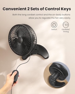 Foto 6 | Foto 6 | Ventilador De Pared Koonie De 20 Cm Con Temporizador Y Mando A Distancia - Venta Internacional.