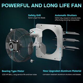 Foto 4 | Foto 4 | Ventilador De Escape Con Persiana Montado En La Pared Ipower De Aluminio De 7 Pulgadas - Venta Internacional.