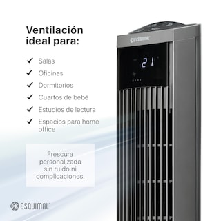 Foto 4 | Foto 4 | Ventilador De Torre 95 Cm Esquimal Color Titanio Silencioso, Oscilante 70°, 3 Velocidades Con Control Remoto