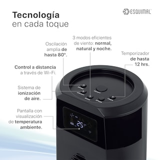 Foto 5 | Foto 5 | Ventilador de Torre 85 cm Ionizador Esquimal Wifi Inteligente Silencioso Oscilante 80° Temporizador 12 Hrs