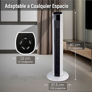 Foto 3 | Foto 3 | Magma Life Ventilador De Torre 83 Cm, 3 Velocidades, Oscilación 75°, Silencioso, Temporizador 7.5 H, Panel De Control