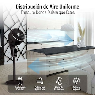 Foto 6 | Foto 6 | Magma Life Ventilador De Pedestal 50w, Control Remoto, Pantalla Led, 3 Velocidades, Temporizador 12h, Difusor De Aroma (negro)