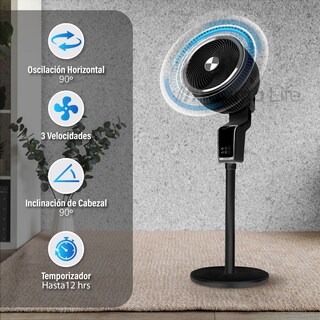 Foto 7 | Foto 7 | Magma Life Ventilador De Pedestal 50w, Control Remoto, Pantalla Led, 3 Velocidades, Temporizador 12h, Difusor De Aroma (negro)
