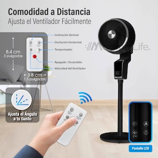 Foto 8 | Foto 8 | Magma Life Ventilador De Pedestal 50w, Control Remoto, Pantalla Led, 3 Velocidades, Temporizador 12h, Difusor De Aroma (negro)